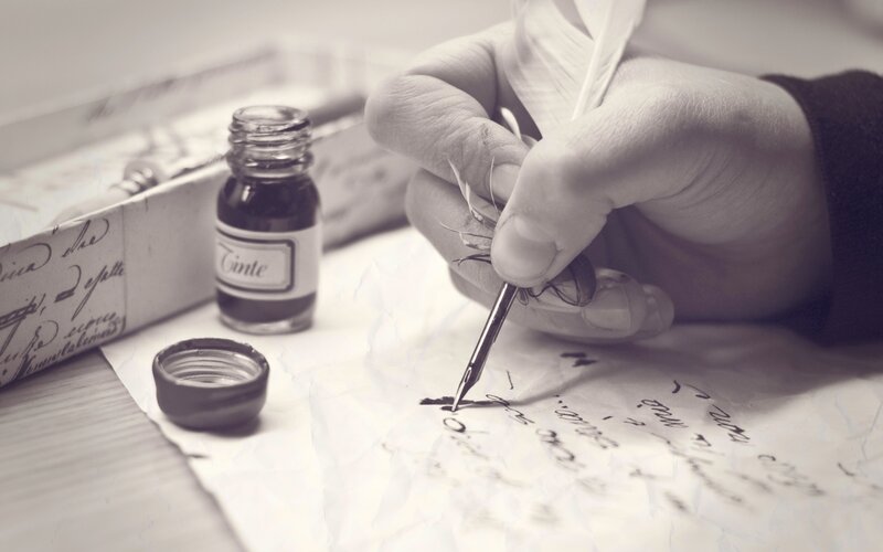 hand writing with quill pen