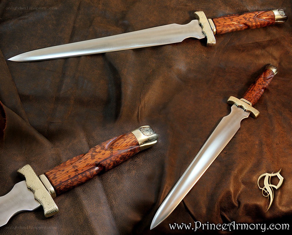 handcrafted daggers on leather