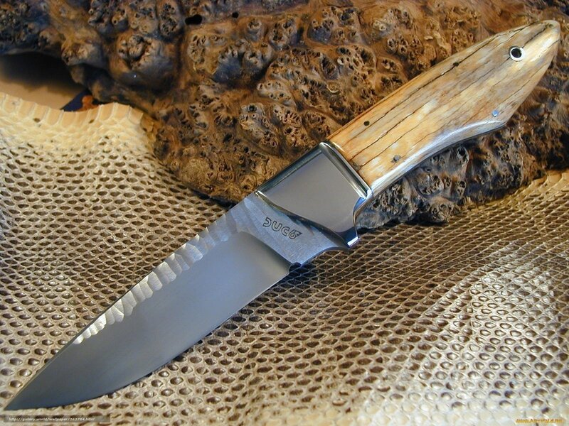 Handcrafted Knife on Wood — Brown