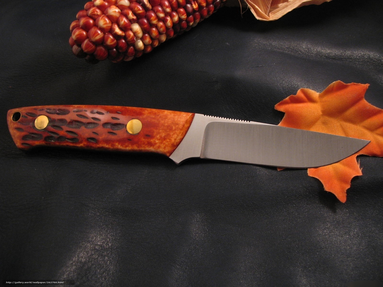 handcrafted knife with autumn decor