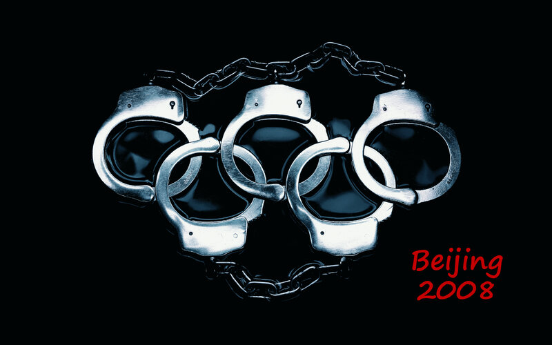 Handcuffs forming Olympic rings