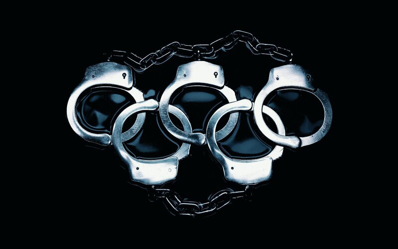 handcuffs on black background