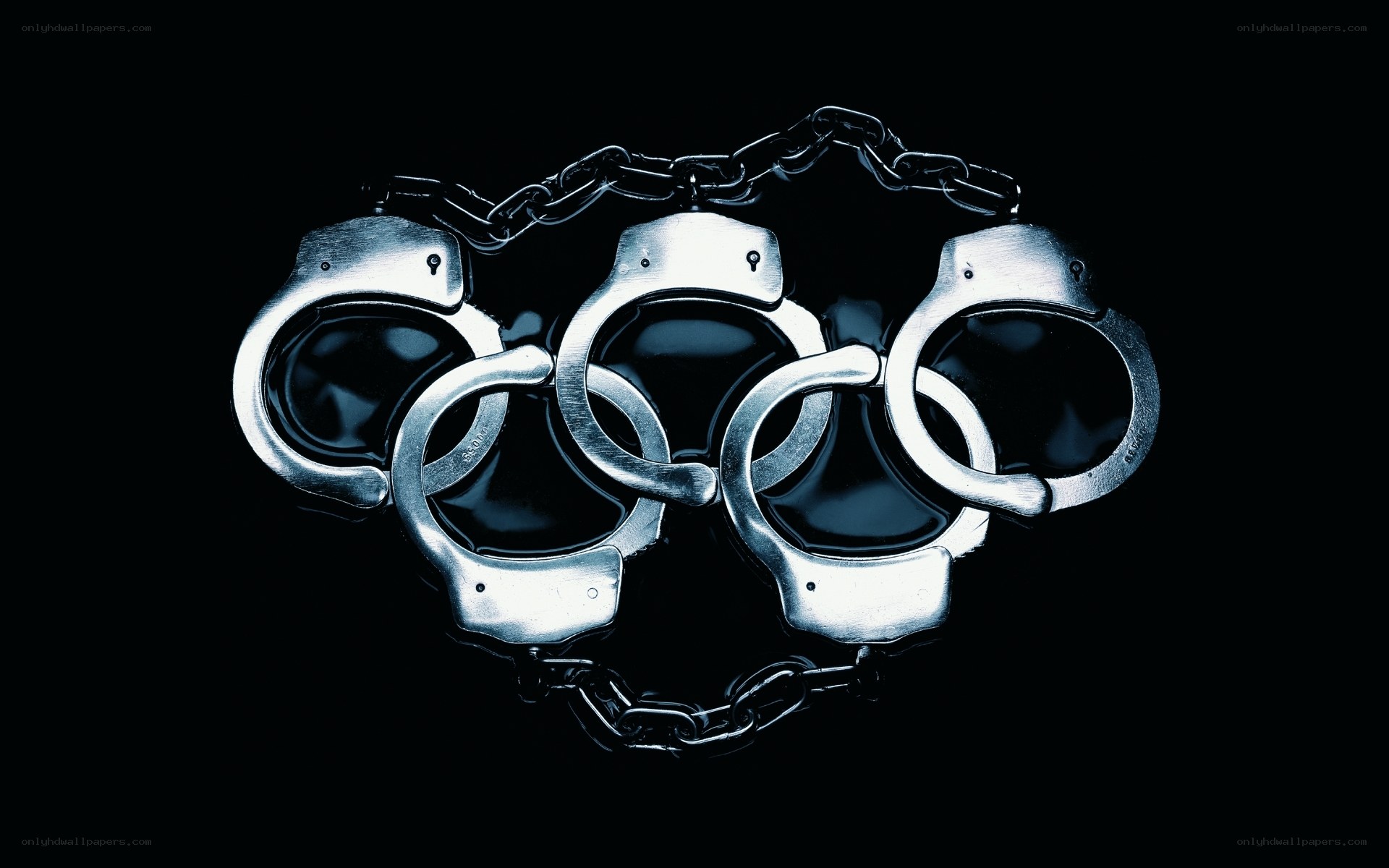 handcuffs on black background