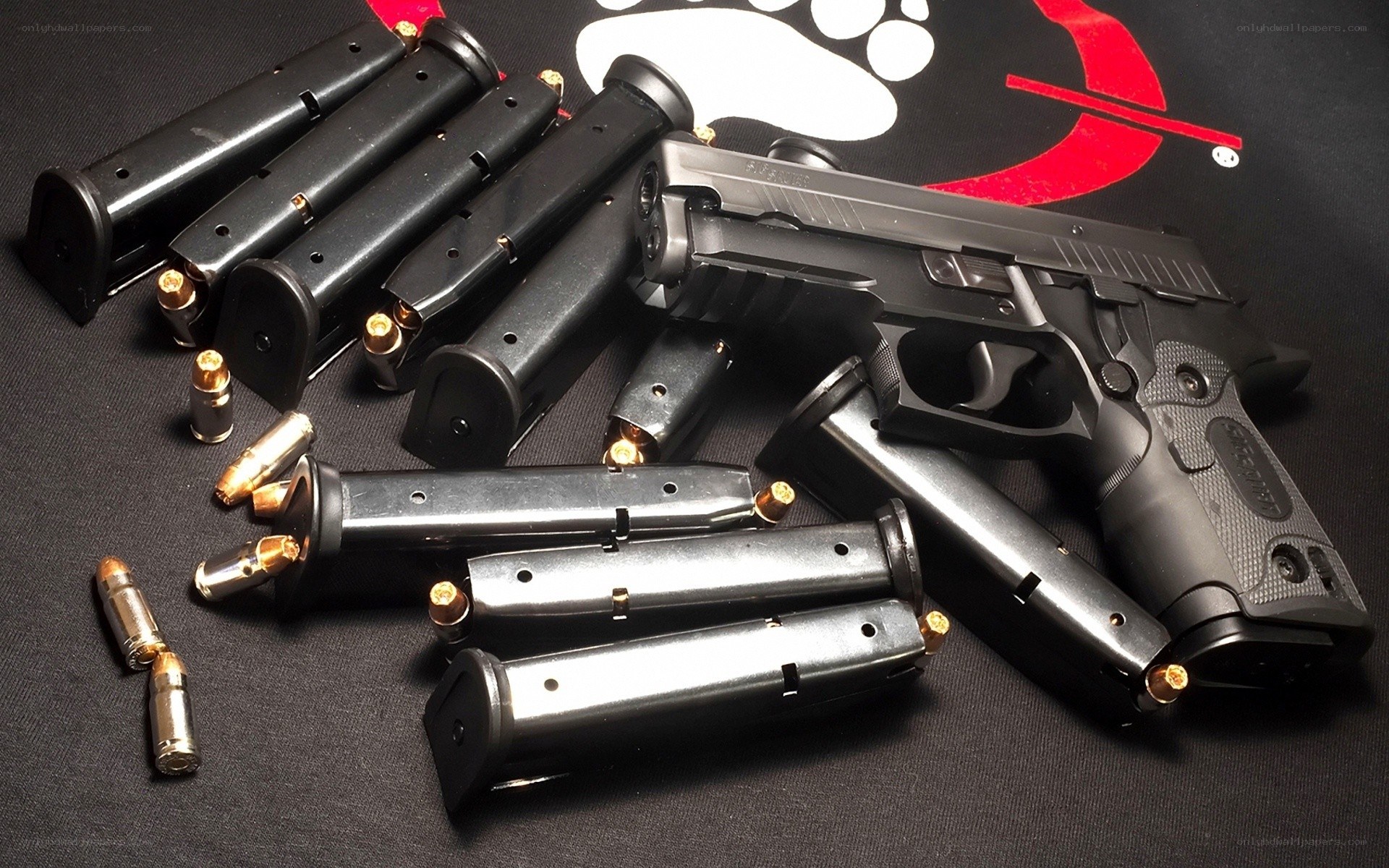 Handgun with magazines and ammunition