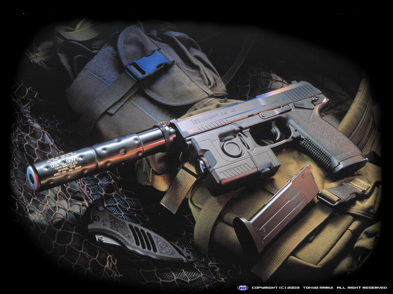 Handgun with Suppressor — Black