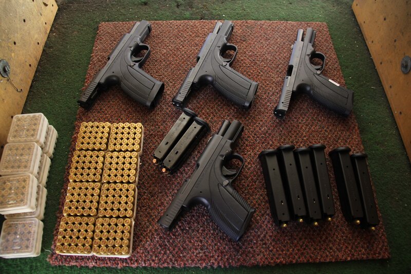 Handguns and ammunition display