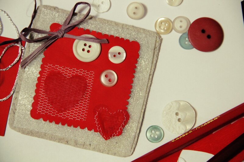 Handmade heart craft with buttons