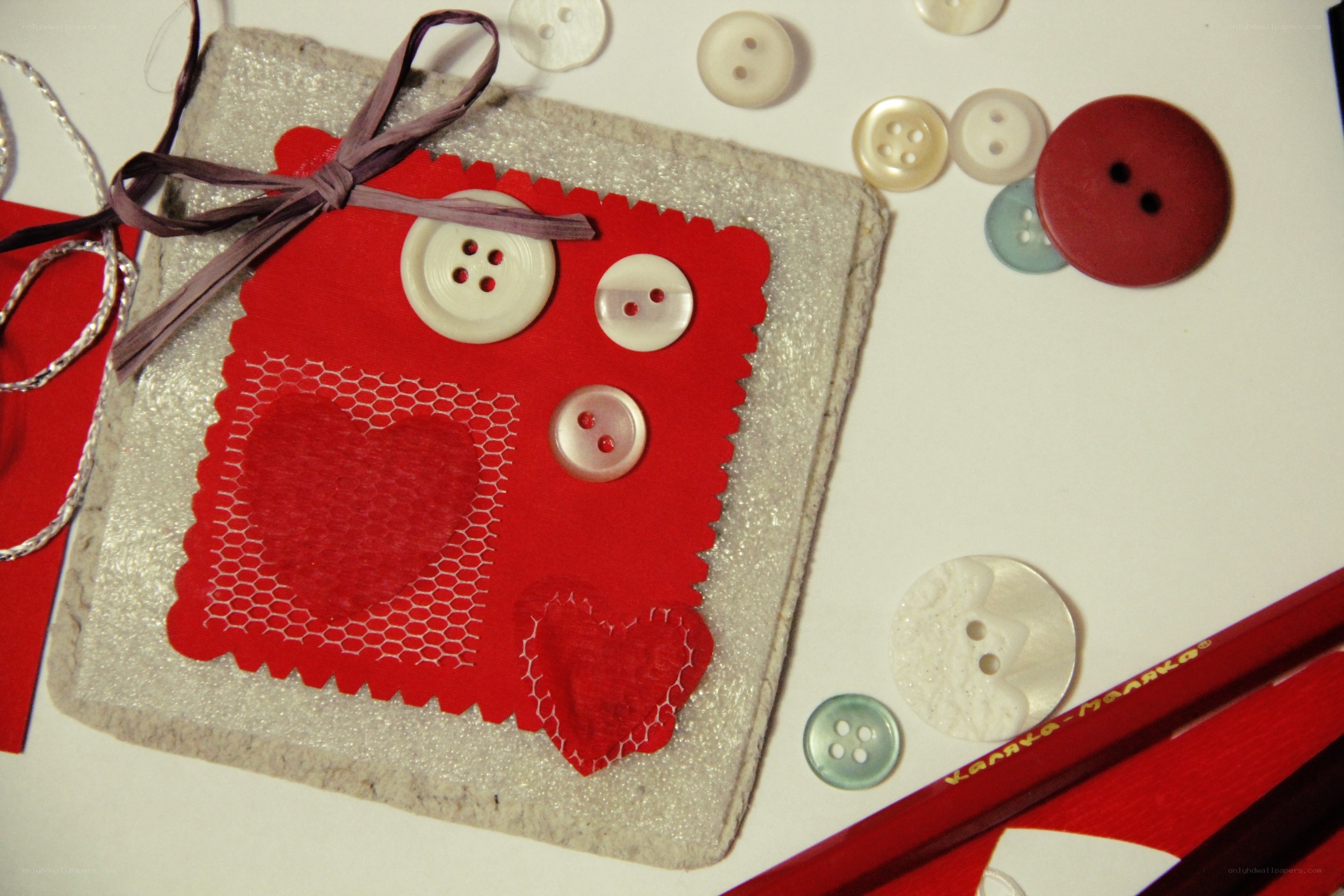 Handmade heart craft with buttons