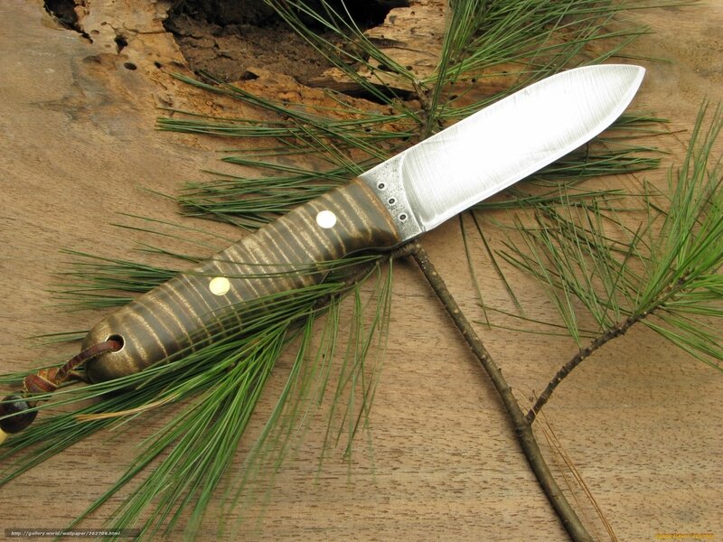 handmade knife on pine needles