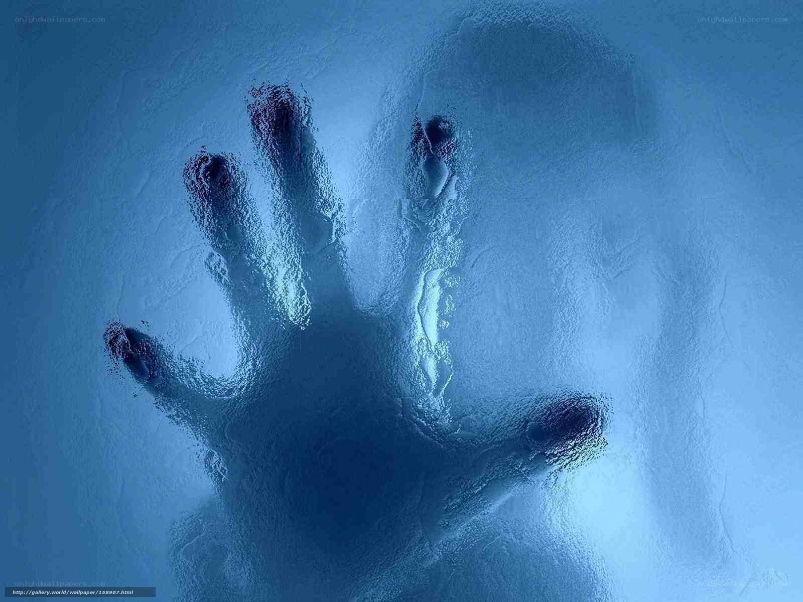 handprint on frosted glass
