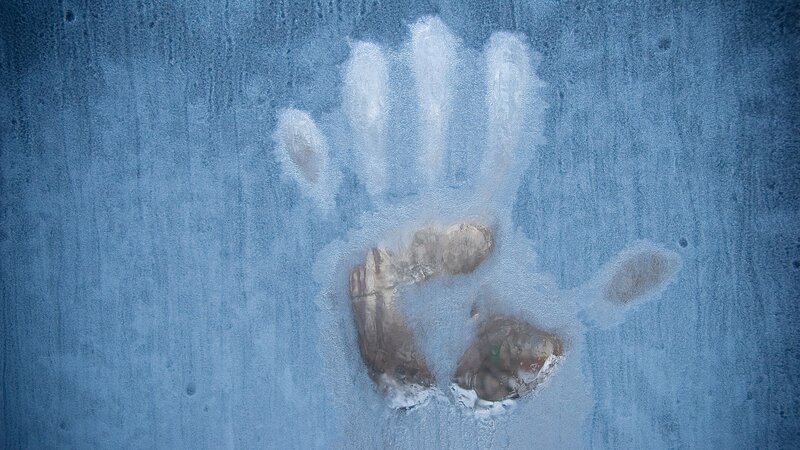 Handprint on Glass — Blue