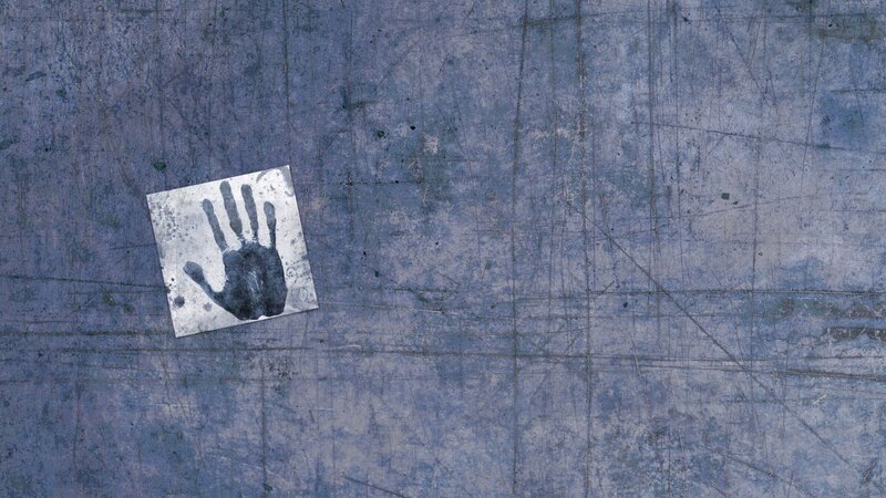 Handprint on Metal Surface — Blue, Gritty
