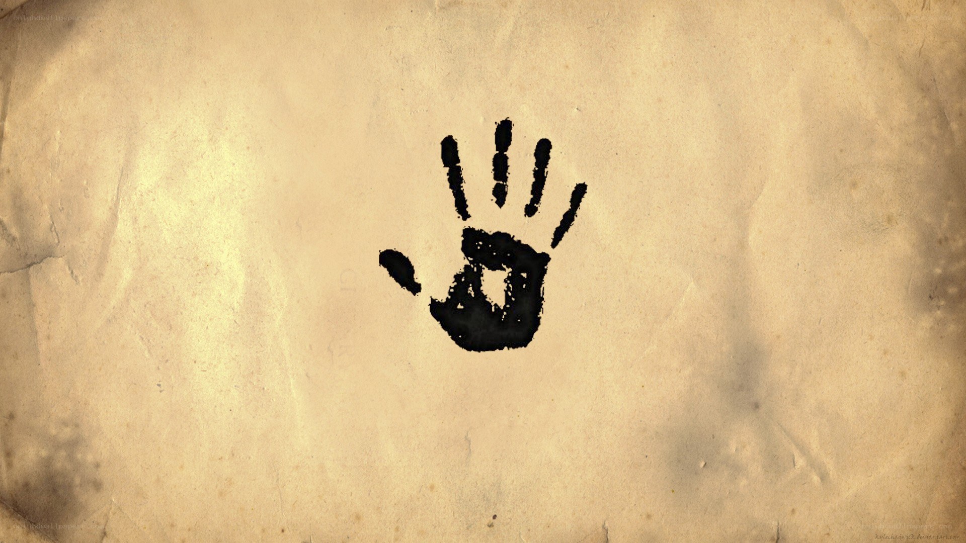 handprint on old paper