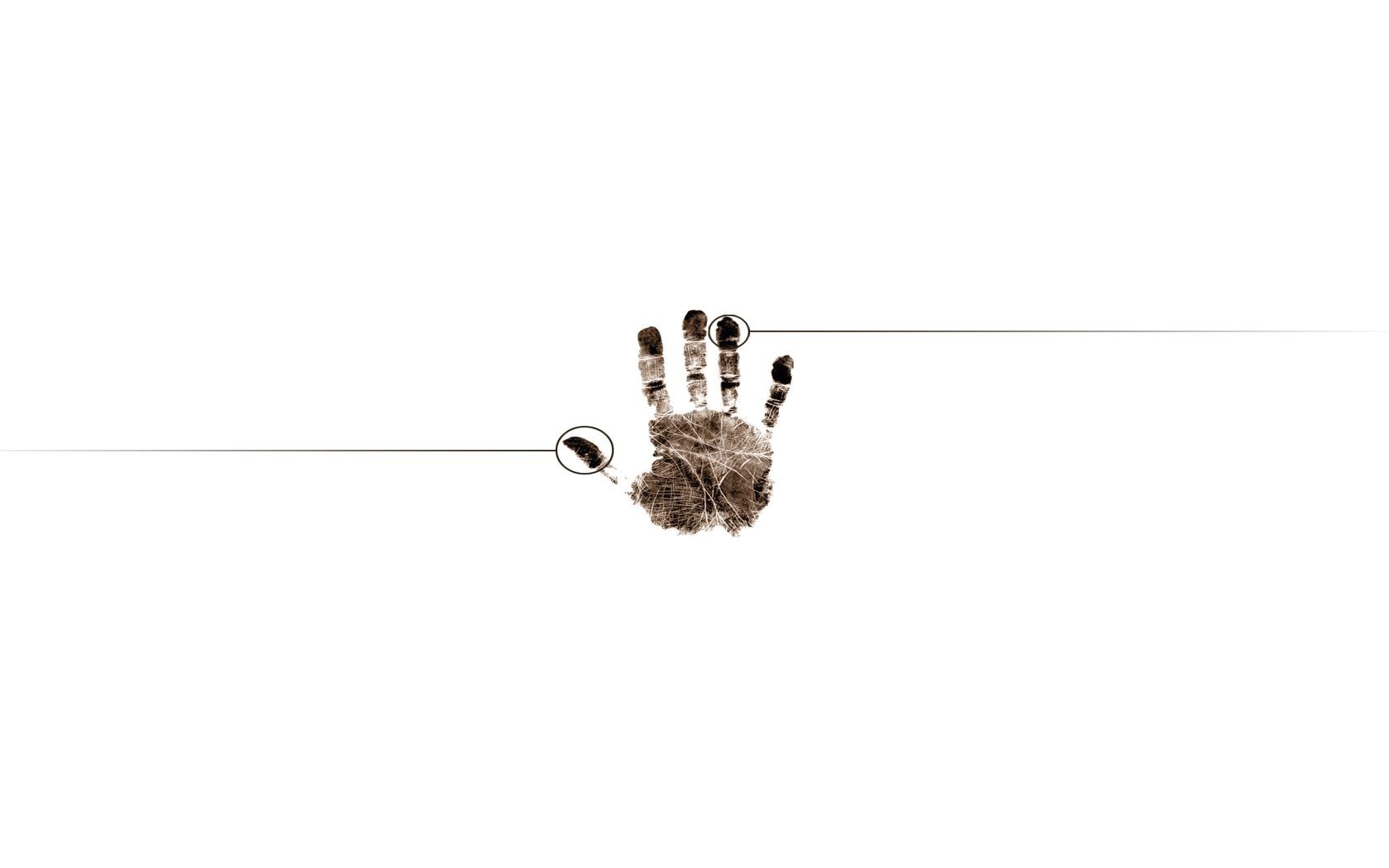 handprint with feather and line