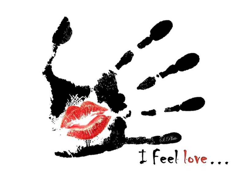 Handprint with Lipstick Kiss
