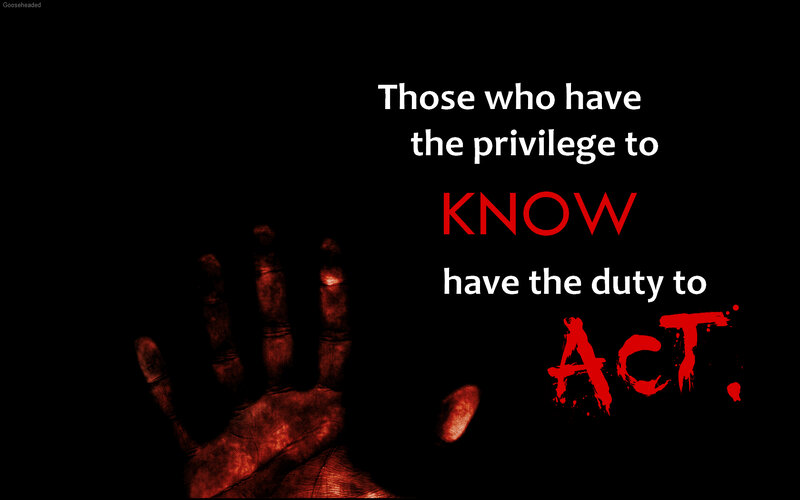 Handprint with quote about knowledge and action