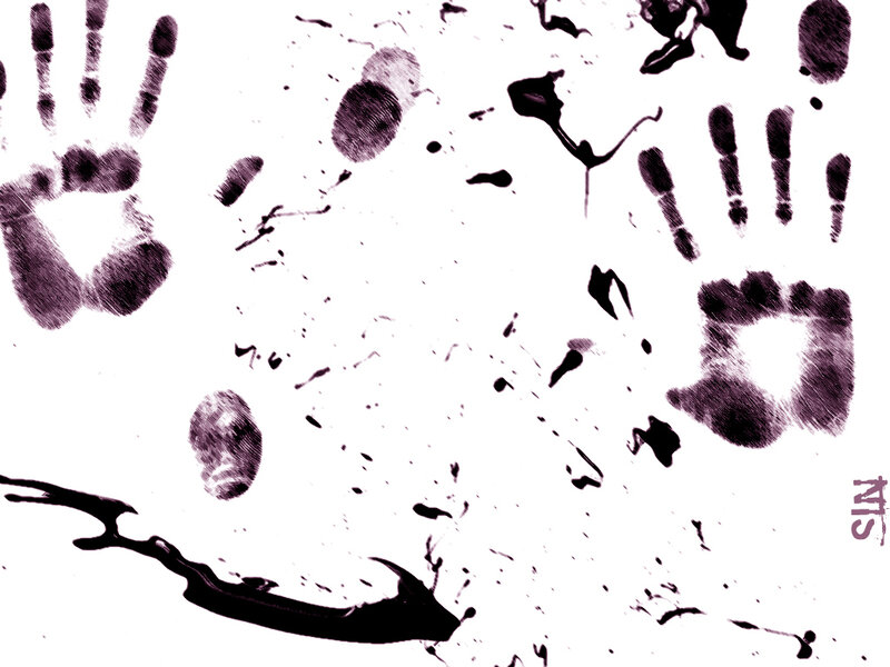 handprints and splatters