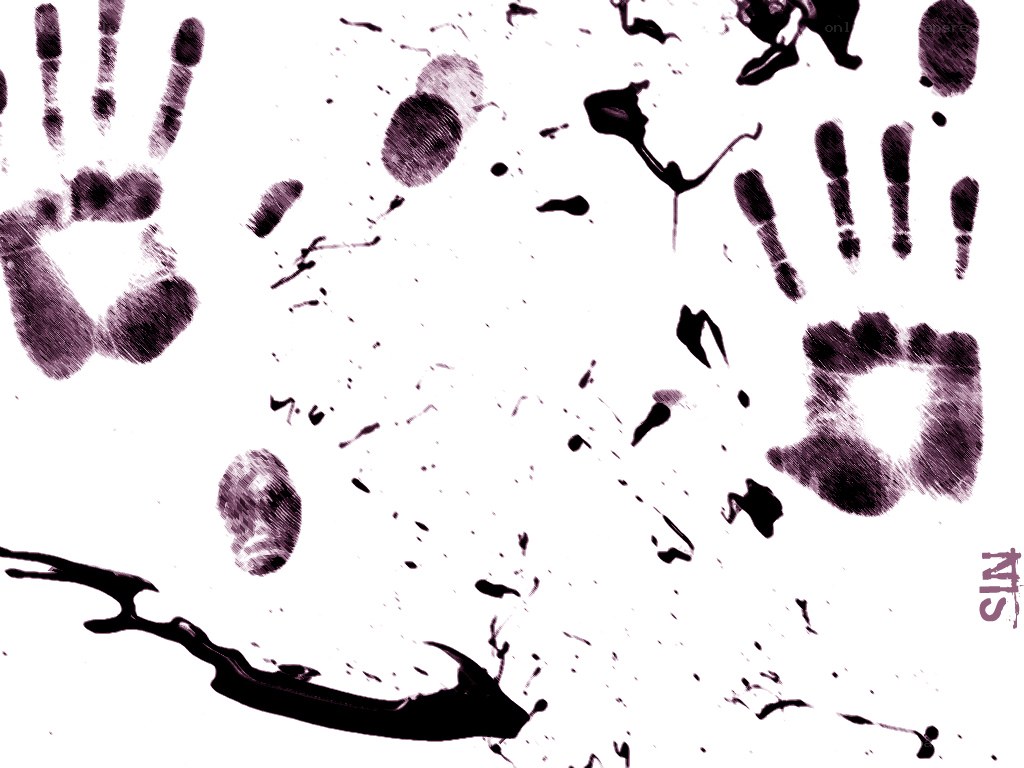 handprints and splatters