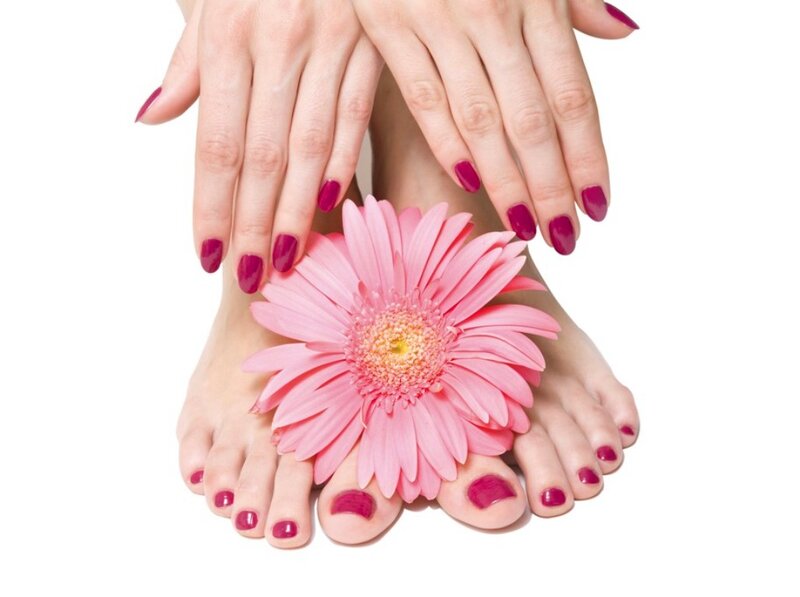 Hands and Feet with Nail Polish