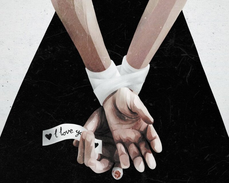 Hands bound with love note