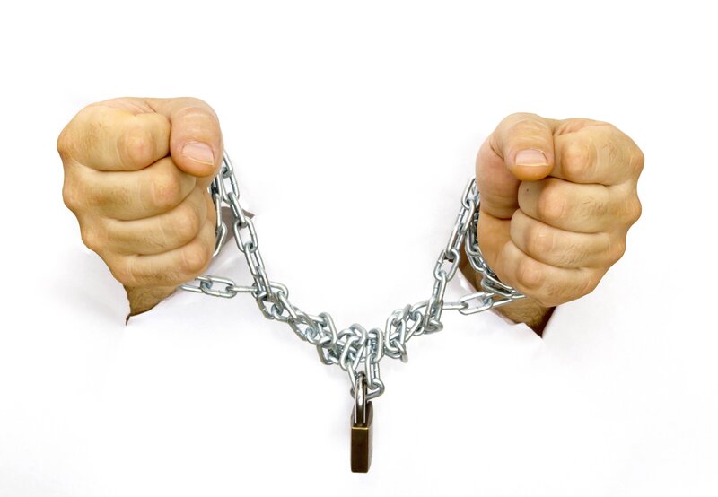 Hands Breaking Chains — White