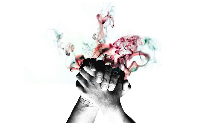 Hands Clasped in Prayer — White