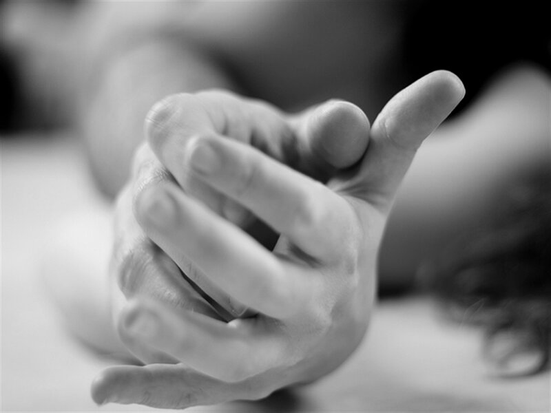 Hands Clasped Together — Black