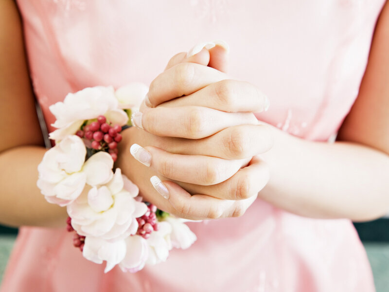 Hands Clasped with Corsage