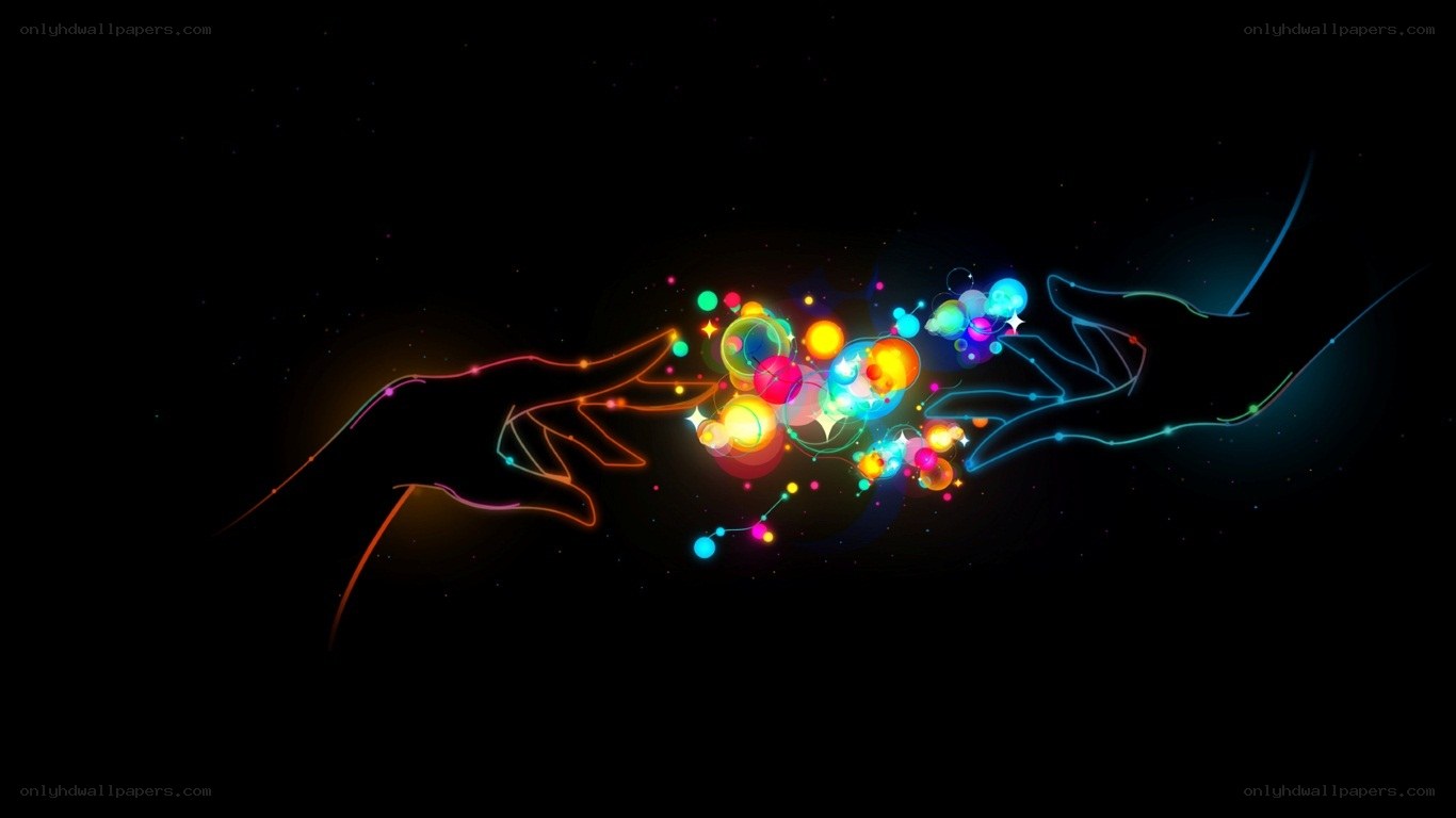 hands connecting with light