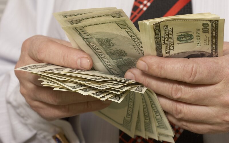 Hands Counting Money — White