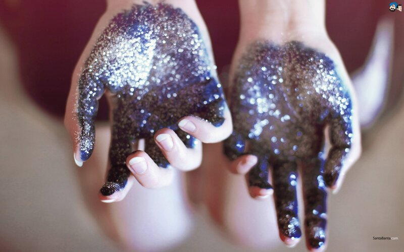 Hands Covered in Glitter — Silver, Dramatic
