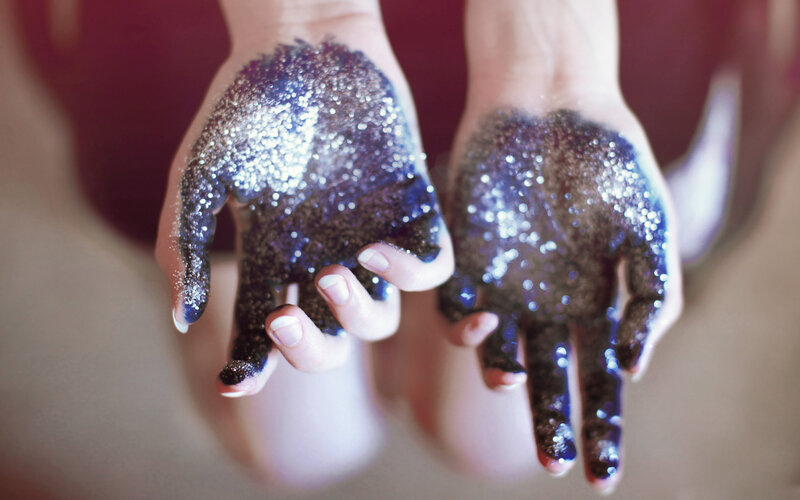 Hands Covered in Glitter — Silver