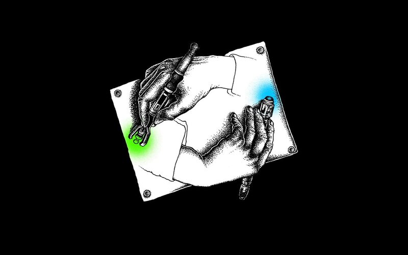 Hands Drawing on Paper — Black