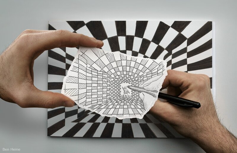 Hands Drawing Optical Illusion