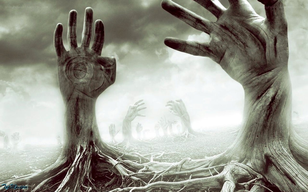 hands emerging from the ground