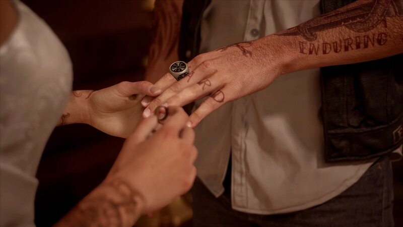 Hands Exchanging Rings — Brown