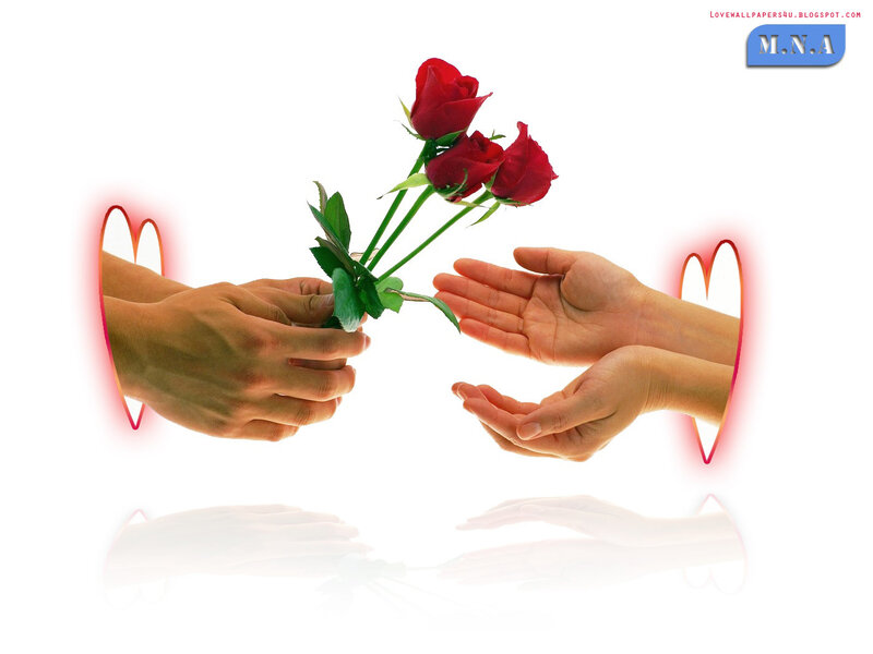 hands exchanging roses