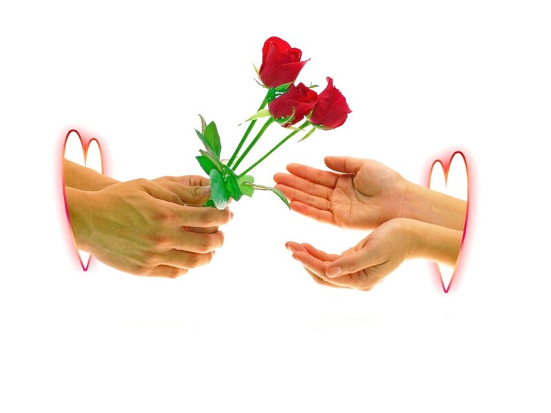 Hands Exchanging Roses — Red, Romantic