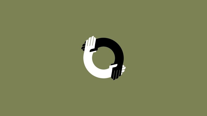 Hands Forming a Circle — Olive Green, Neutral, Vector Art, Hand