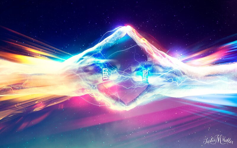 Hands Forming a Triangle — Blue