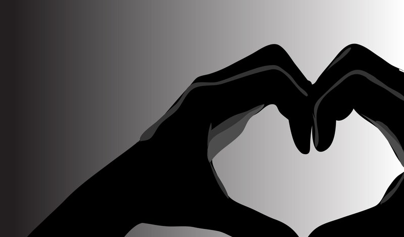 Hands Forming Heart Shape — Black, Calm