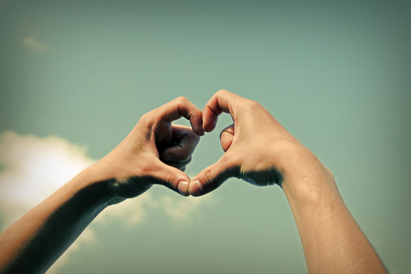 Hands Forming Heart Shape — Blue, Calm