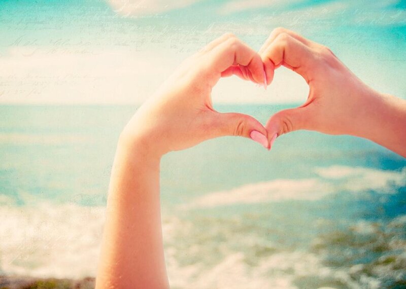 Hands Forming Heart Shape — Blue, Serene, Afternoon, Photograph