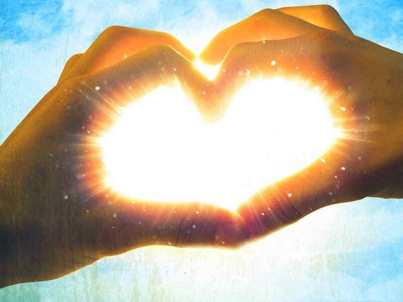 Hands Forming Heart Shape — Blue, Serene, Afternoon