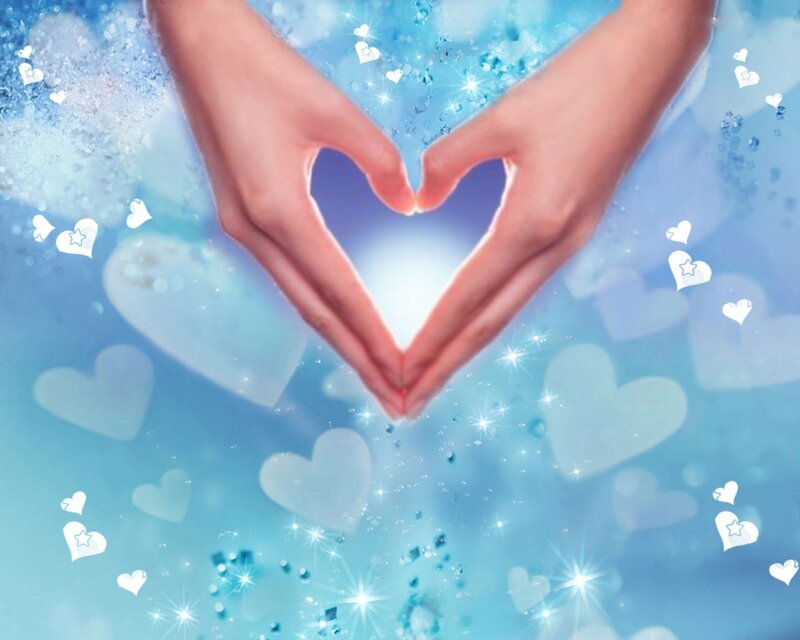 Hands Forming Heart Shape — Blue, Serene, Digital Art