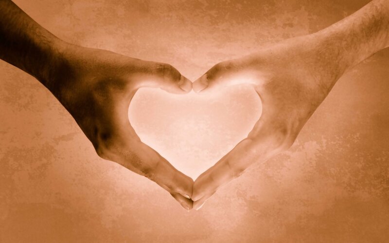 Hands Forming Heart Shape — Brown, Warm, Photograph, Beige