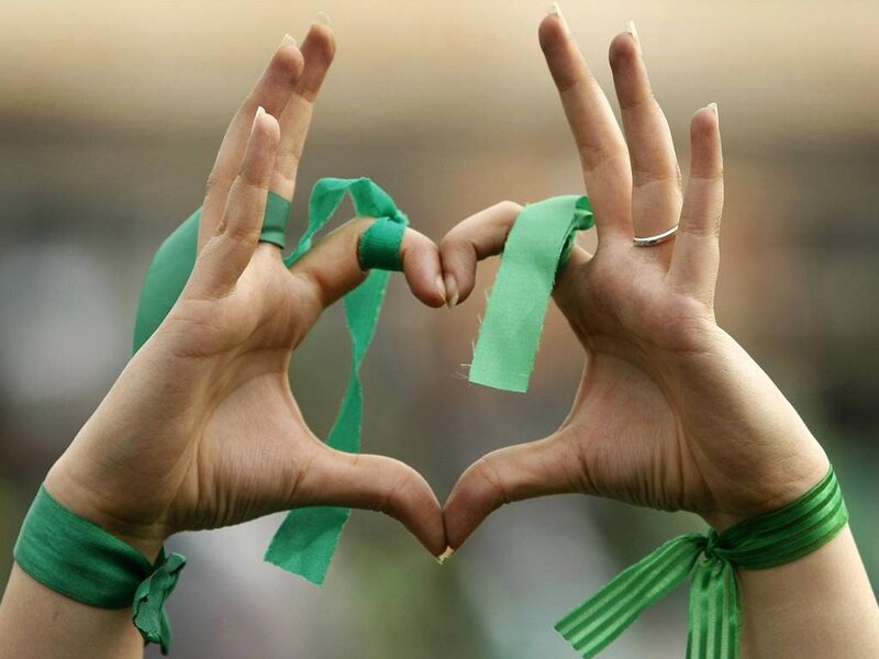 Hands Forming Heart Shape — Green, Peaceful, Photograph