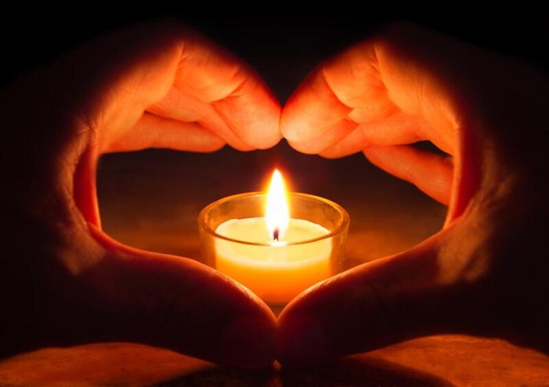 Hands Forming Heart Shape — Orange, Calm