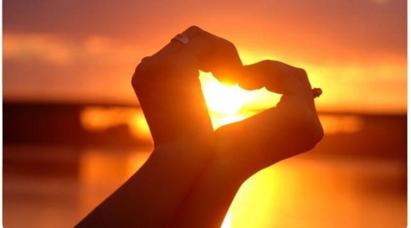 Hands Forming Heart Shape — Orange, Serene, Sunset, Photograph, Sun, Sky, Ring