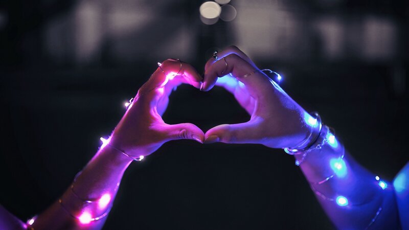 Hands Forming Heart Shape — Purple, Romantic